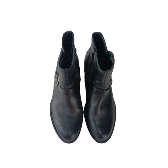 Born Womens Boot Size 8 Short Western Bootie Black Leather Strap Buckles - Picture 2 of 13